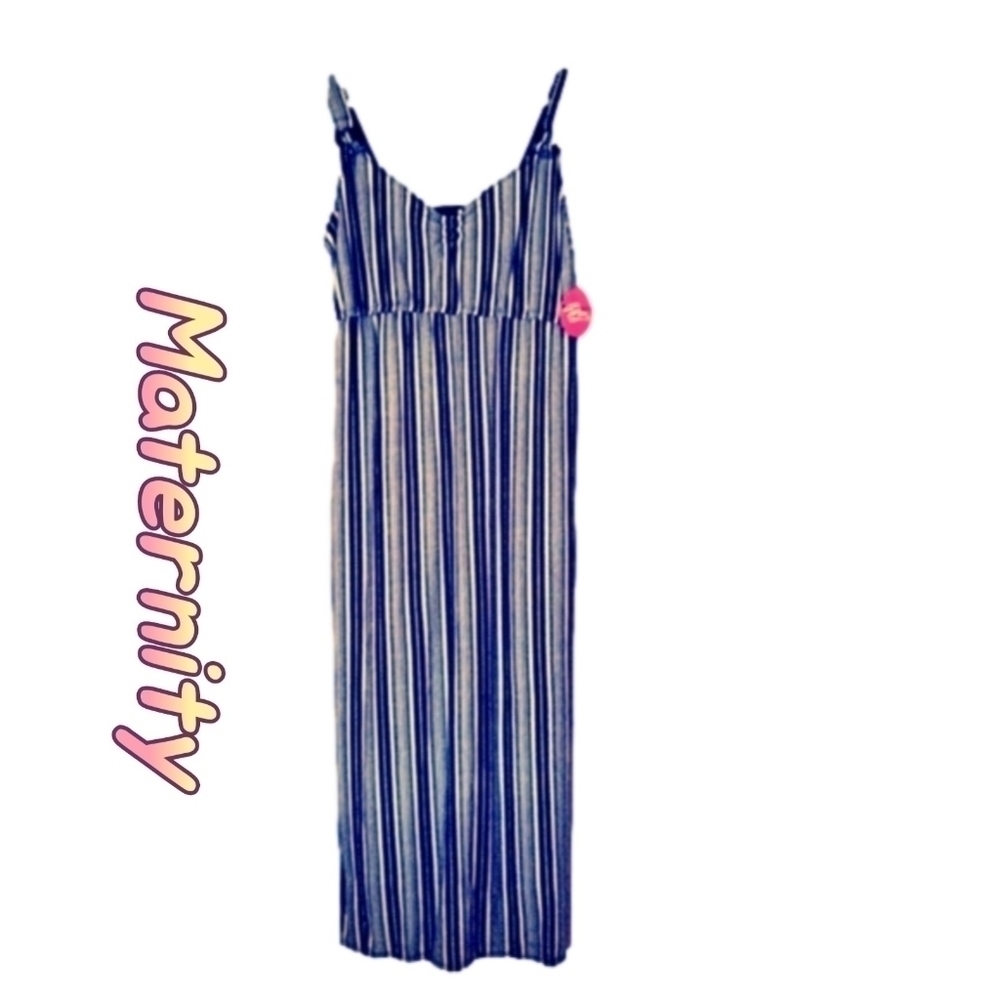 🩷💛💙 Maternity! Maternity! Blue And White Striped Maxi Dress. New!